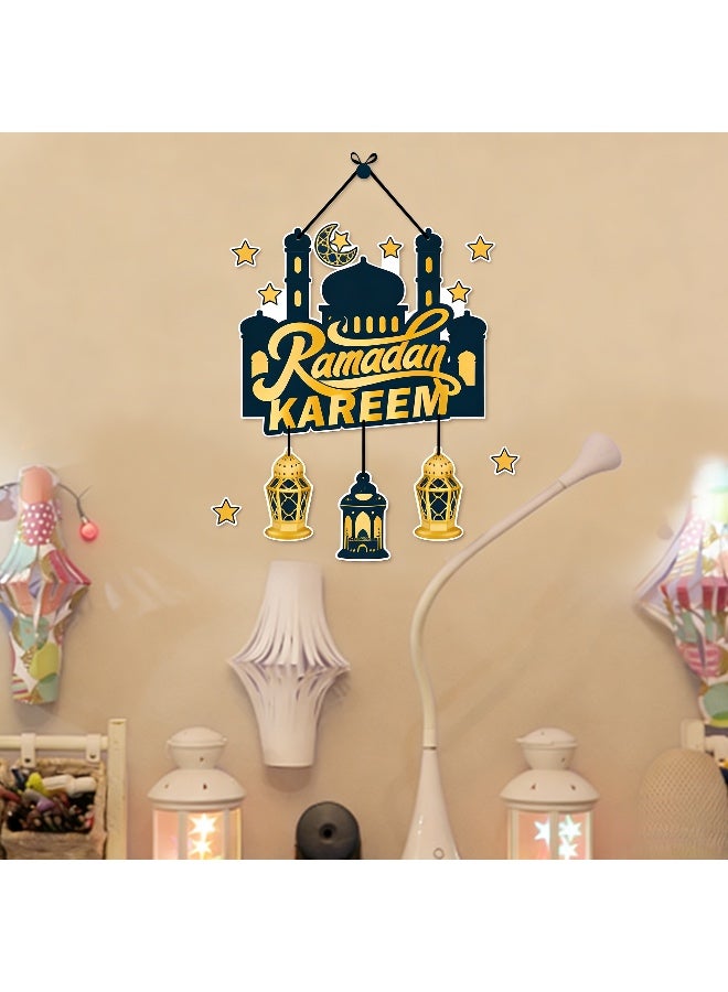 1 PCS Ramadan Door Decor Hanging Ornament, Ramadan Mubarak Decorations, Ramadan Kareem Decor Paper, Moon Star Lantern Sheep Decorations for Doors, Walls, Eid Al Adha Party Supplies - Image 3
